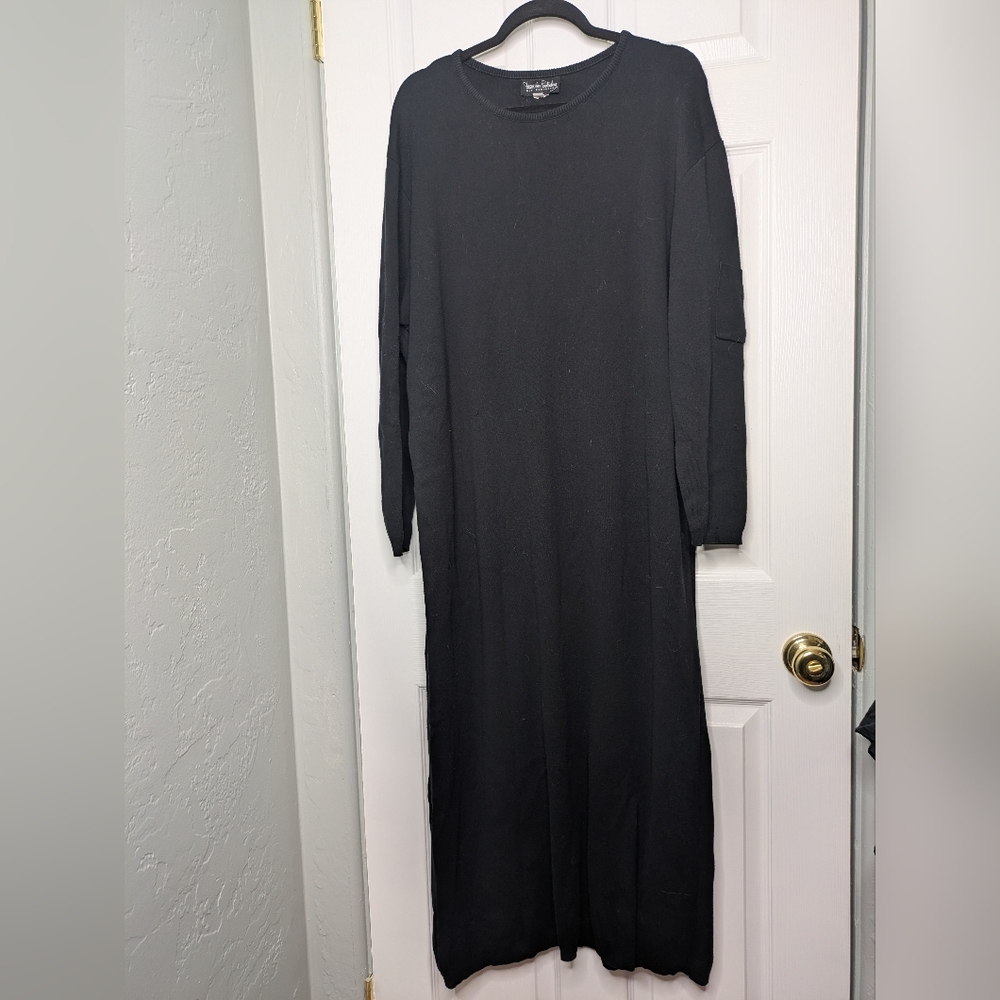 Diane Von Furstenberg Classic Black Long Sleeve Dress 100% Cotton 1X